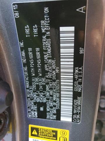 Photo 14 from auction – 2015 TOYOTA HIGHLANDER with VIN 5TDZKRFH8FS105779