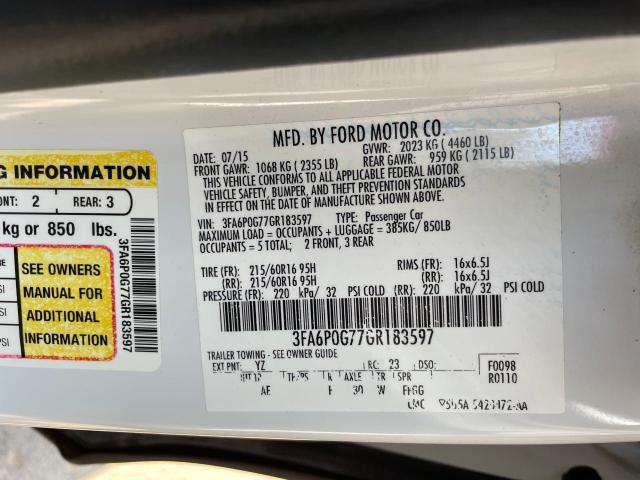 Photo 10 from auction – 2016 FORD FUSION S with VIN 3FA6P0G77GR183597