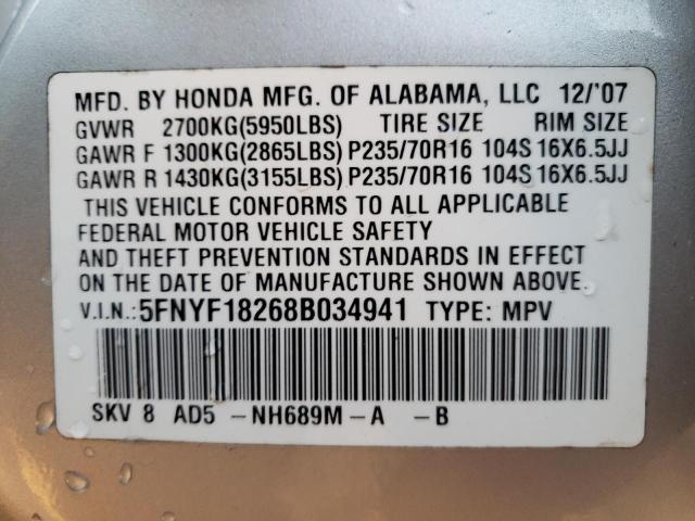 Zdjęcie 14 z aukcji – 2008 HONDA PILOT VP z VIN 5FNYF18268B034941