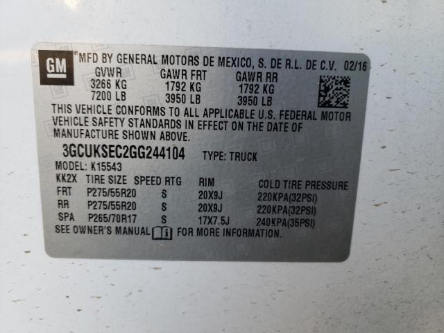 Photo 14 from auction – 2016 CHEVROLET SILVERADO with VIN 3GCUKSEC2GG244104