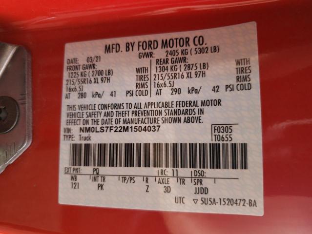 Photo 14 from auction – 2021 FORD TRANSIT CO with VIN NM0LS7F22M1504037