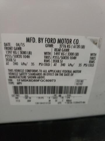 Photo 14 from auction – 2015 FORD EXPLORER X with VIN 1FM5K8D89FGC60973