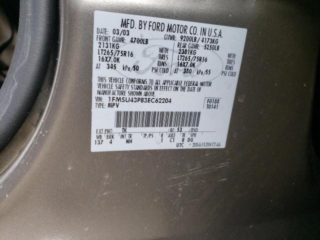 Photo 14 from auction – 2003 FORD EXCURSION with VIN 1FMSU43P83EC62204