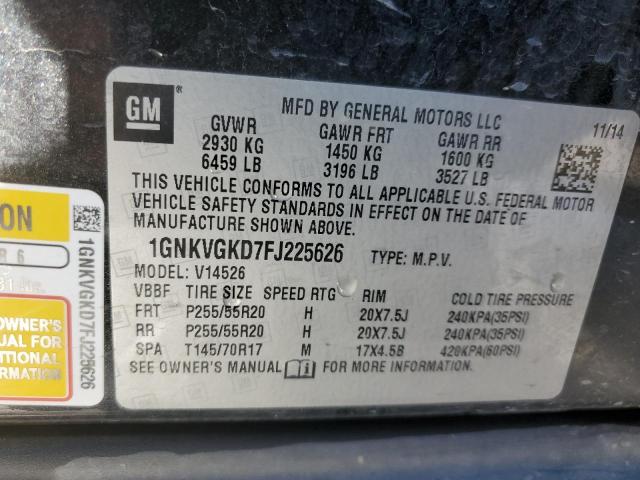 Photo 14 from auction – 2015 CHEVROLET TRAVERSE L with VIN 1GNKVGKD7FJ225626
