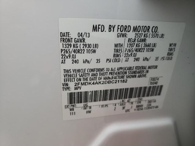 Photo 14 from auction – 2013 FORD EDGE SPORT with VIN 2FMDK4AK2DBC21182