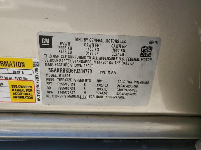 Photo 14 from auction – 2015 BUICK ENCLAVE with VIN 5GAKRBKD6FJ384770