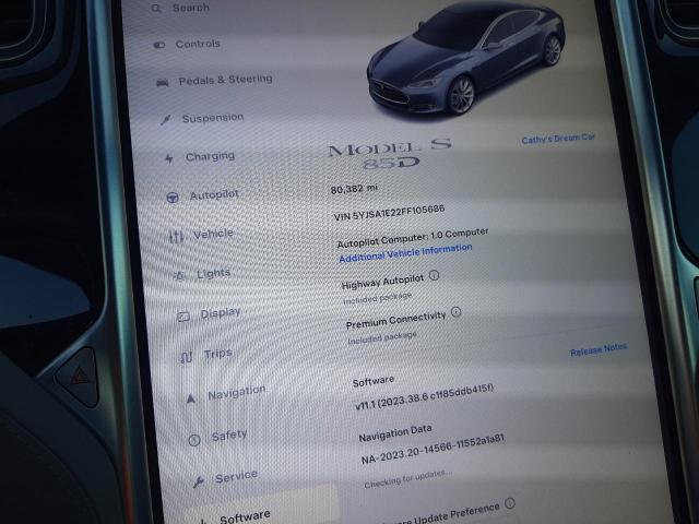 Photo 9 from auction – 2015 TESLA MODEL S with VIN 5YJSA1E22FF105686