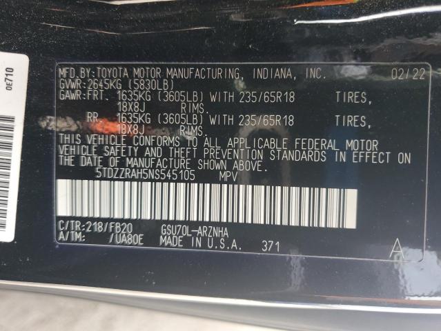 صورة رقم 14 من المزاد - 2022 TOYOTA HIGHLANDER مع VIN 5TDZZRAH5NS545105