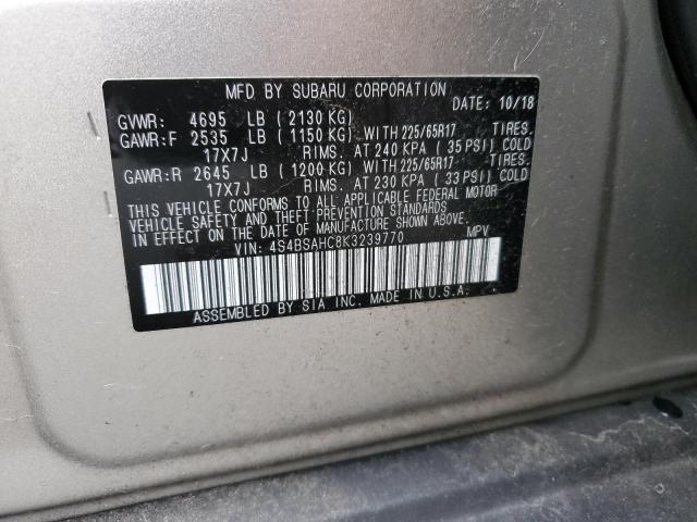 Photo 14 from auction – 2019 SUBARU OUTBACK 2. with VIN 4S4BSAHC8K3239770