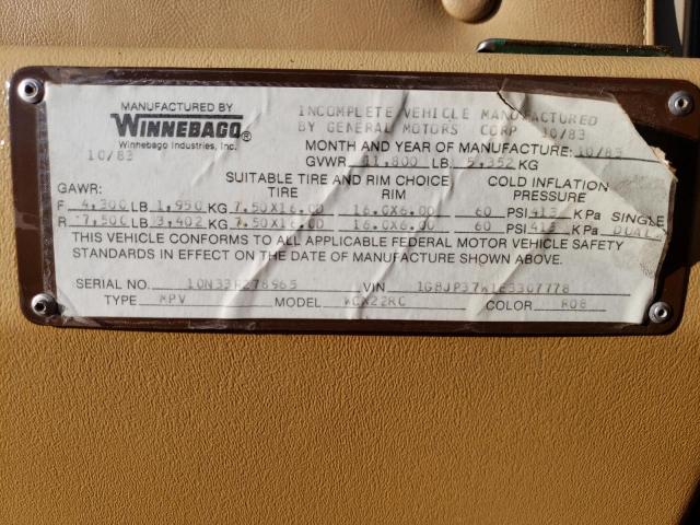 Photo 10 from auction – 1984 WINNEBAGO CHIEFTAN with VIN 1GBJP37W1E3307778