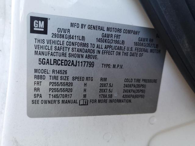 Photo 14 from auction – 2010 BUICK ENCLAVE CX with VIN 5GALRCED2AJ117799