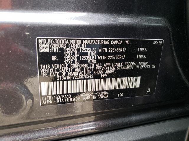 Photo 14 from auction – 2020 TOYOTA RAV4 XLE with VIN 2T3W1RFV2LC070342