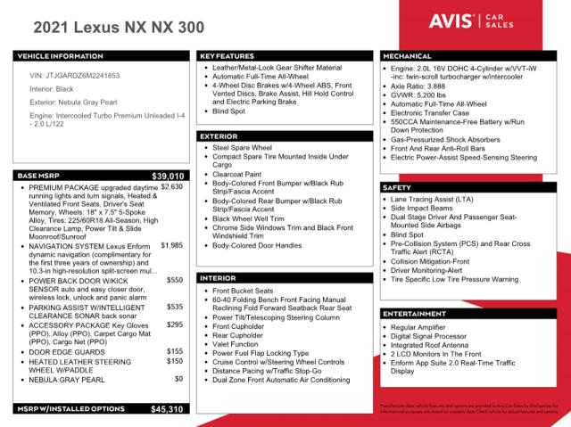 Photo 13 from auction – 2021 LEXUS NX 300 BAS with VIN JTJGARDZ6M2241853