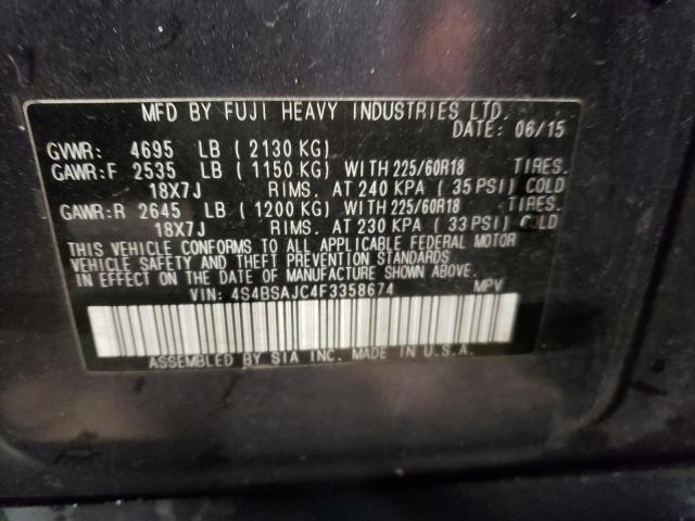 Photo 14 from auction – 2015 SUBARU OUTBACK 2. with VIN 4S4BSAJC4F3358674