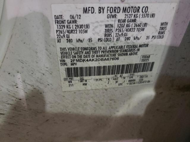 Photo 14 from auction – 2013 FORD EDGE SPORT with VIN 2FMDK4AK2DBA67606