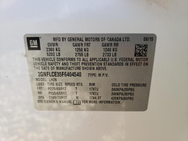 Photo 14 from auction – 2015 CHEVROLET EQUINOX LT with VIN 2GNFLCE35F6404540