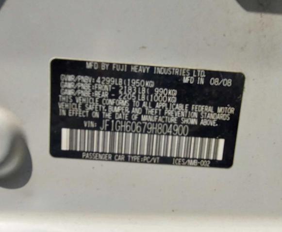 Photo 10 from auction – 2009 SUBARU IMPREZA 2. with VIN JF1GH60679H804900