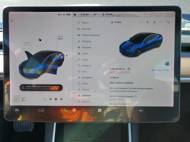 Photo 9 from auction – 2020 TESLA MODEL 3 with VIN 5YJ3E1EC3LF586528