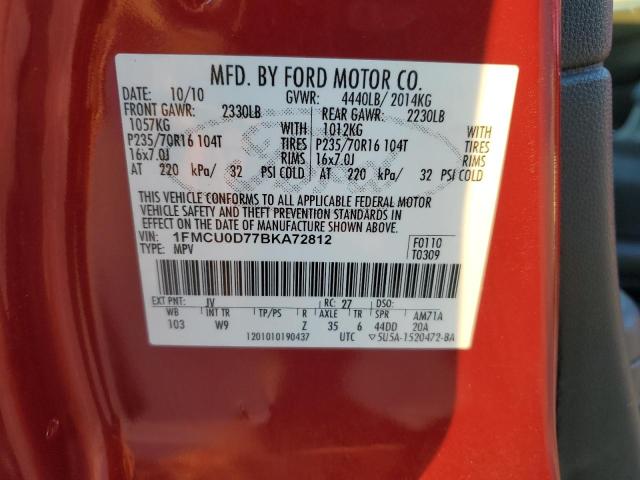 Photo 14 from auction – 2011 FORD ESCAPE XLT with VIN 1FMCU0D77BKA72812