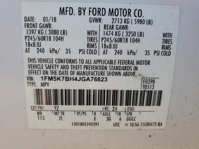 Photo 14 from auction – 2018 FORD EXPLORER with VIN 1FM5K7BH4JGA76823
