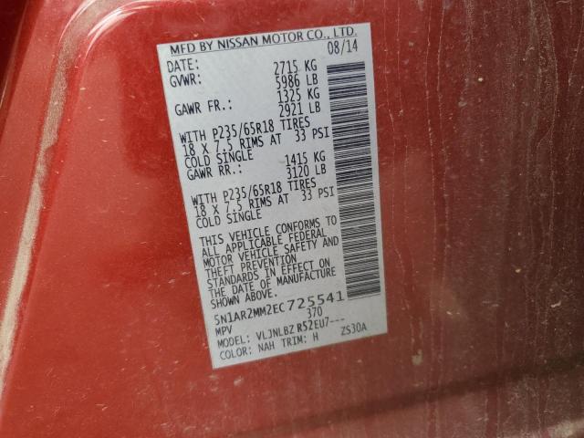 Photo 14 from auction – 2014 NISSAN PATHFINDER with VIN 5N1AR2MM2EC725541