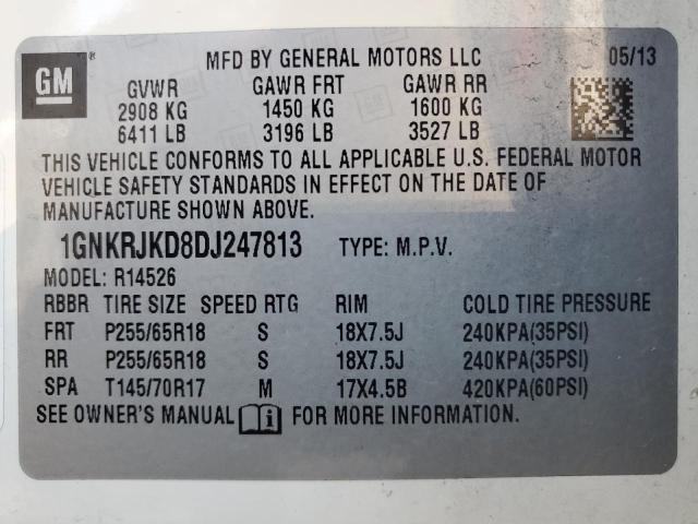 Photo 14 from auction – 2013 CHEVROLET TRAVERSE L with VIN 1GNKRJKD8DJ247813