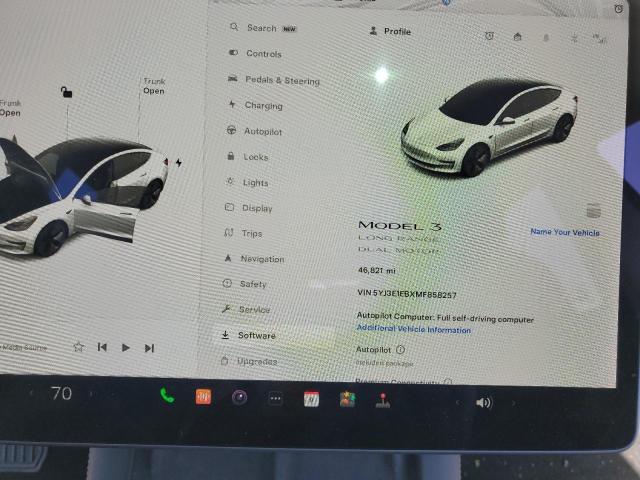 Photo 9 from auction – 2021 TESLA MODEL 3 with VIN 5YJ3E1EBXMF858257