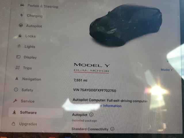 Photo 9 from auction – 2023 TESLA MODEL Y with VIN 7SAYGDEFXPF702750
