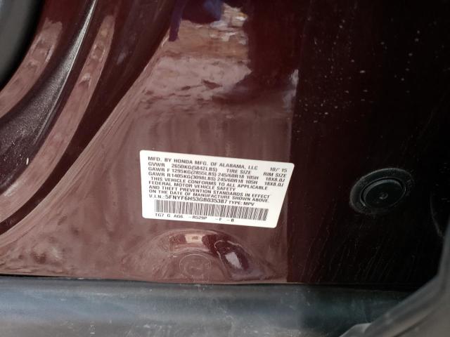 Photo 14 from auction – 2016 HONDA PILOT EXL with VIN 5FNYF6H53GB035387