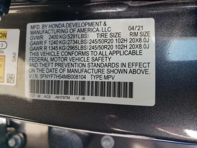 Photo 14 from auction – 2021 HONDA PASSPORT E with VIN 5FNYF7H54MB008104