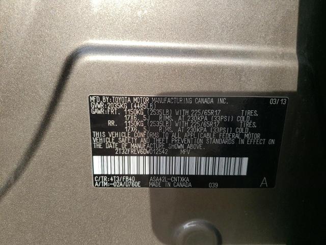 Photo 14 from auction – 2013 TOYOTA RAV4 LE with VIN 2T3ZFREV6DW012542