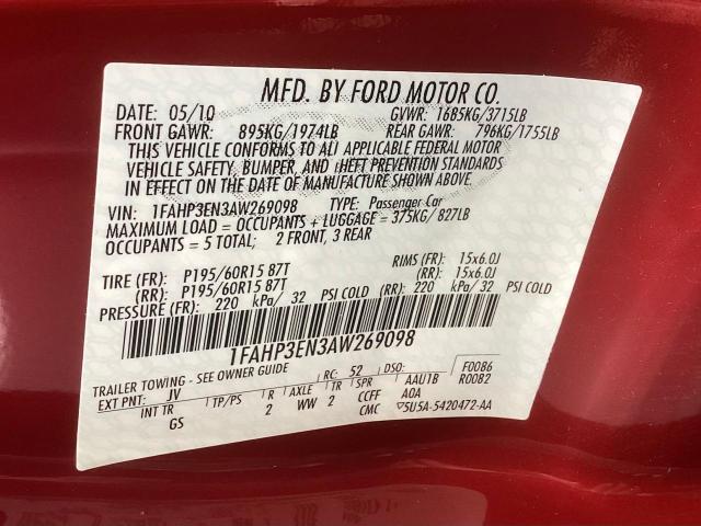 Photo 10 from auction – 2010 FORD FOCUS S with VIN 1FAHP3EN3AW269098
