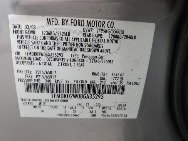 Photo 14 from auction – 2008 FORD TAURUS X S with VIN 1FMDK02W08GA35293