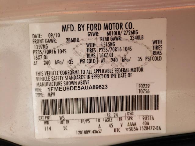 Photo 14 from auction – 2010 FORD EXPLORER X with VIN 1FMEU6DE5AUA89623