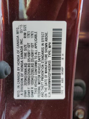 Photo 14 from auction – 2015 HONDA CR-V EX with VIN 2HKRM4H52FH630455