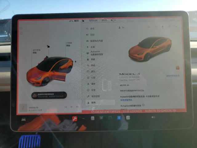 Photo 9 from auction – 2022 TESLA MODEL 3 with VIN 5YJ3E1EBXNF136529