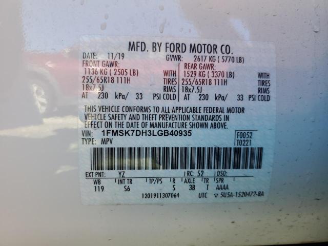 Photo 14 from auction – 2020 FORD EXPLORER X with VIN 1FMSK7DH3LGB40935