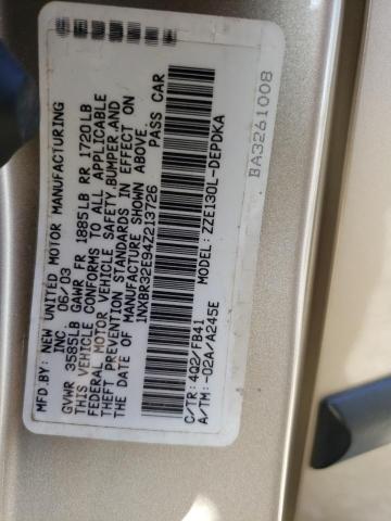 Photo 14 from auction – 2004 TOYOTA COROLLA CE with VIN 1NXBR32E94Z213726