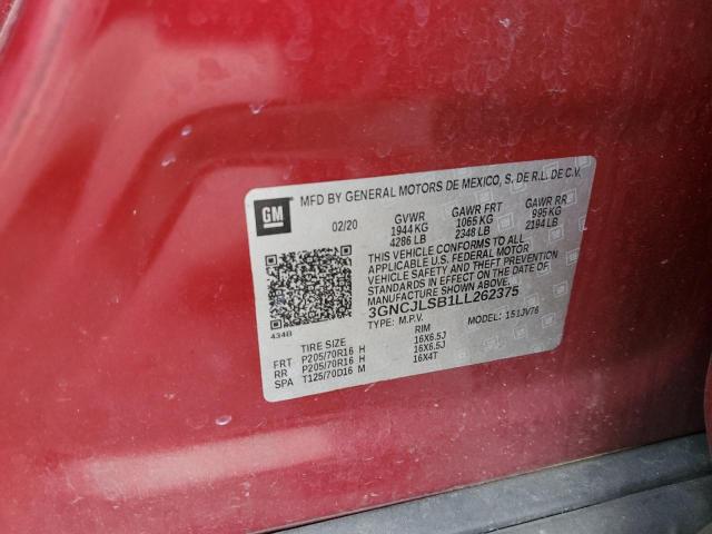 Photo 14 from auction – 2020 CHEVROLET TRAX 1LT with VIN 3GNCJLSB1LL262375