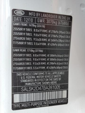 Photo 14 from auction – 2011 LAND ROVER RANGE ROVE with VIN SALSK2D47BA281005