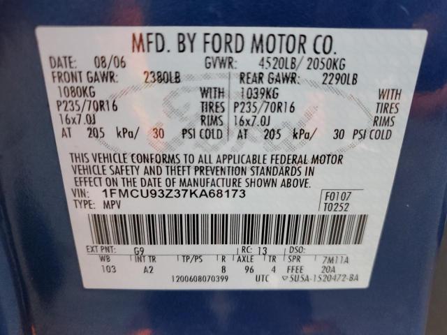 Photo 14 from auction – 2007 FORD ESCAPE XLT with VIN 1FMCU93Z37KA68173