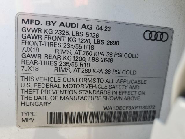 Photo 14 from auction – 2023 AUDI Q3 PREMIUM with VIN WA1DECF3XP1130372