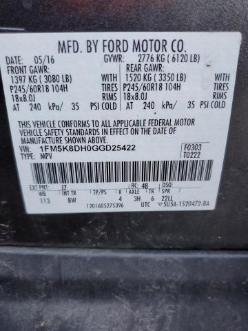 Photo 14 from auction – 2016 FORD EXPLORER X with VIN 1FM5K8DH0GGD25422