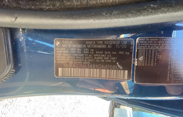 Photo 10 from auction – 2001 BMW 540 I AUTO with VIN WBADN63481GM70805