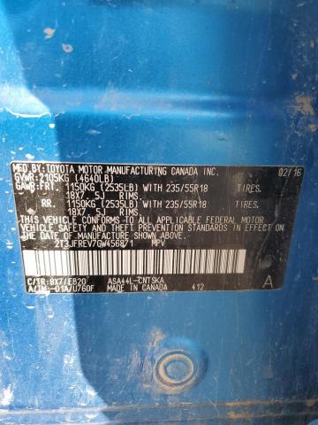 Photo 14 from auction – 2016 TOYOTA RAV4 SE with VIN 2T3JFREV7GW456871
