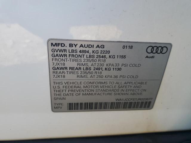 Photo 14 from auction – 2018 AUDI Q3 PREMIUM with VIN WA1JCCFS7JR023577