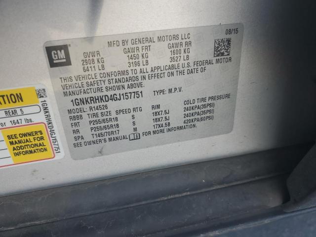 Photo 14 from auction – 2016 CHEVROLET TRAVERSE L with VIN 1GNKRHKD4GJ157751
