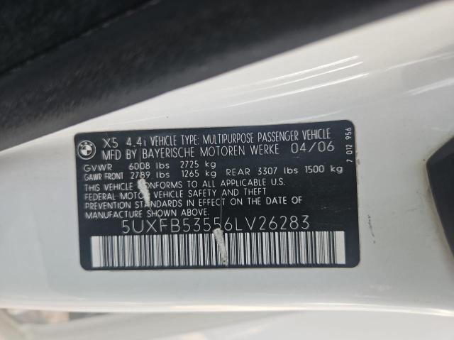 Photo 10 from auction – 2006 BMW X5 4.4I with VIN 5UXFB53556LV26283