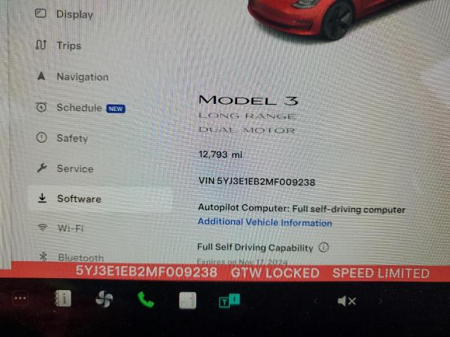 Photo 9 from auction – 2021 TESLA MODEL 3 with VIN 5YJ3E1EB2MF009238
