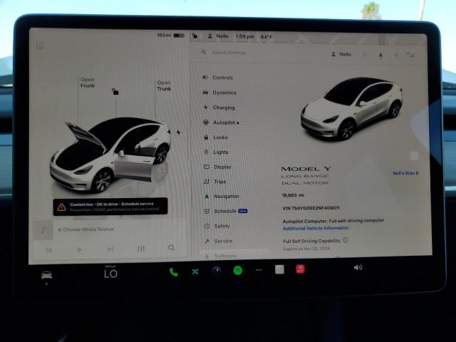 Photo 9 from auction – 2022 TESLA MODEL Y with VIN 7SAYGDEE2NF409011